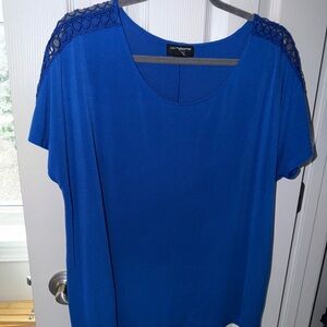 Liz Claiborne Cobalt Blue Blouse with Shoulder Accents